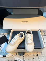 CHANEL 26S CHUNKY SNEAKERS IN WHITE FABRIC AND SUEDE