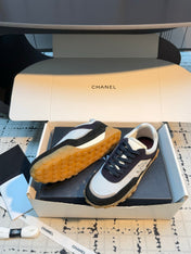 CHANEL 26S CHUNKY SNEAKERS IN GREY FABRIC AND BLACK SUEDE