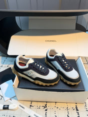CHANEL 26S CHUNKY SNEAKERS IN GREY FABRIC AND BLACK SUEDE