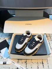 CHANEL 26S CHUNKY SNEAKERS IN GREY FABRIC AND BLACK SUEDE