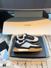 CHANEL 26S CHUNKY SNEAKERS IN GREY FABRIC AND BLACK SUEDE