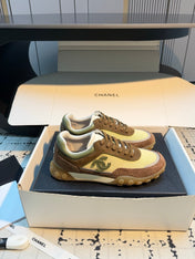 CHANEL 26S CHUNKY SNEAKERS IN BROWN AND LIGHT YELLOW SUEDE