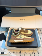 CHANEL 26S CHUNKY SNEAKERS IN BROWN AND LIGHT YELLOW SUEDE