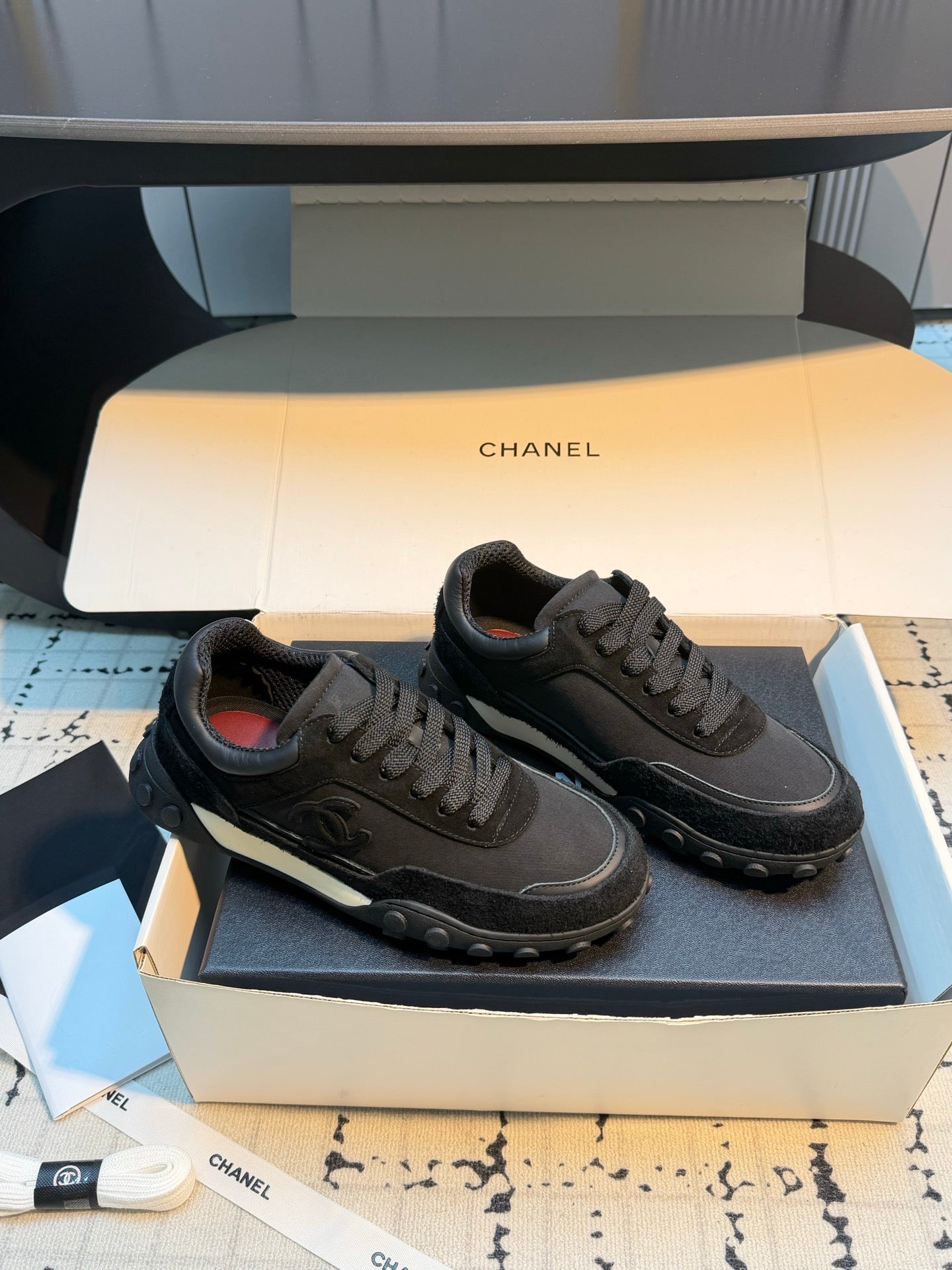CHANEL 26S CHUNKY SNEAKERS IN BLACK SUEDE