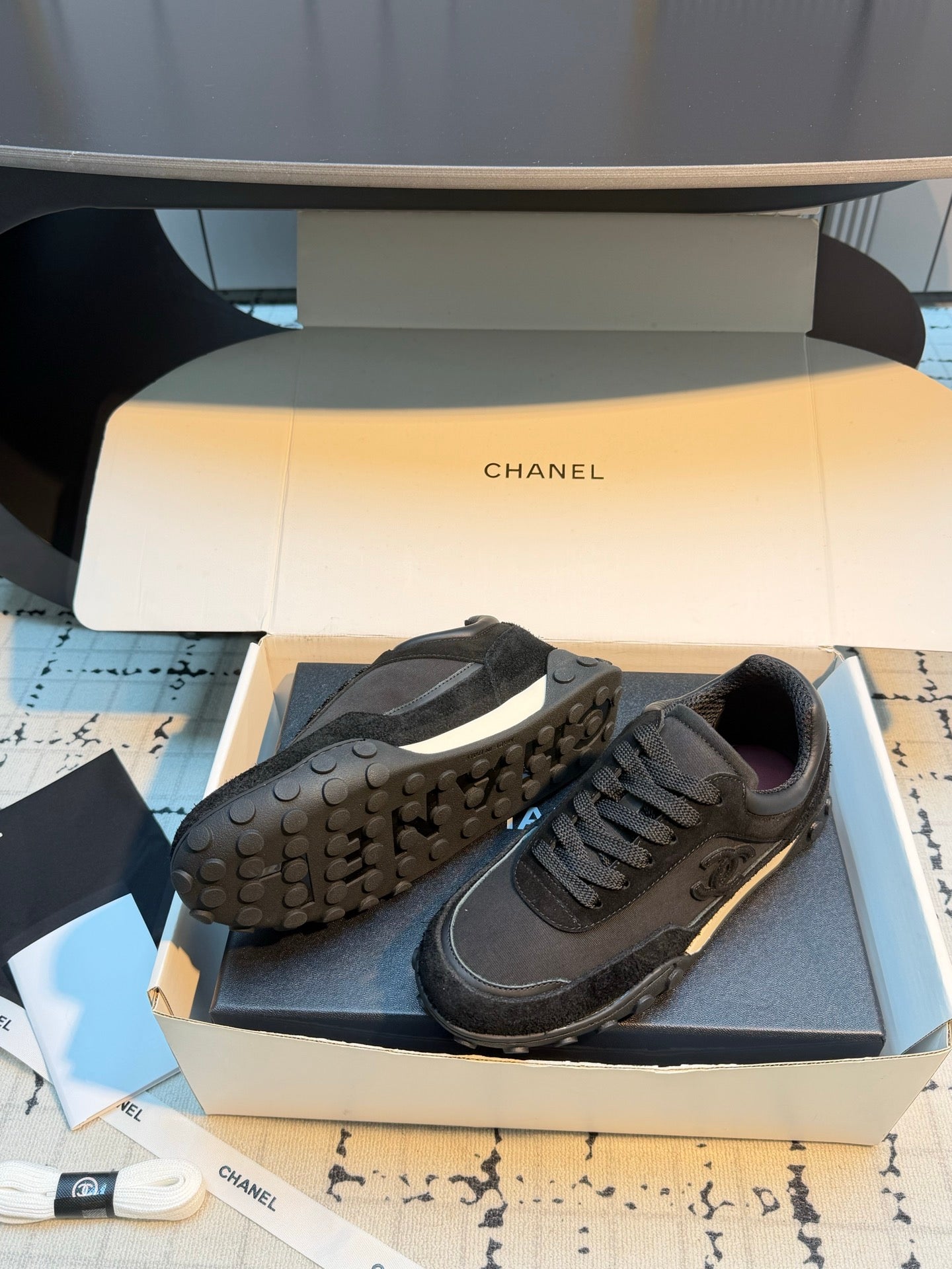 CHANEL 26S CHUNKY SNEAKERS IN BLACK SUEDE