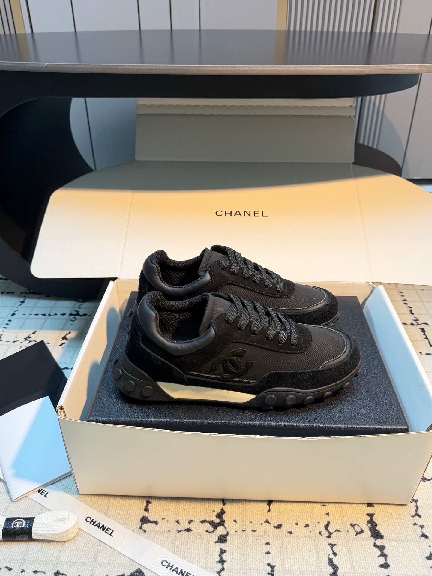 CHANEL 26S CHUNKY SNEAKERS IN BLACK SUEDE