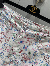 CC 25 Print Denim Short Multicolor Cotton