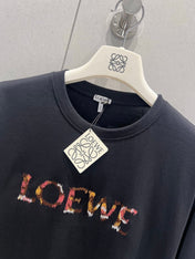 Loewe 25 Embroidered Short-sleeved T-shirt Black Cotton 221445