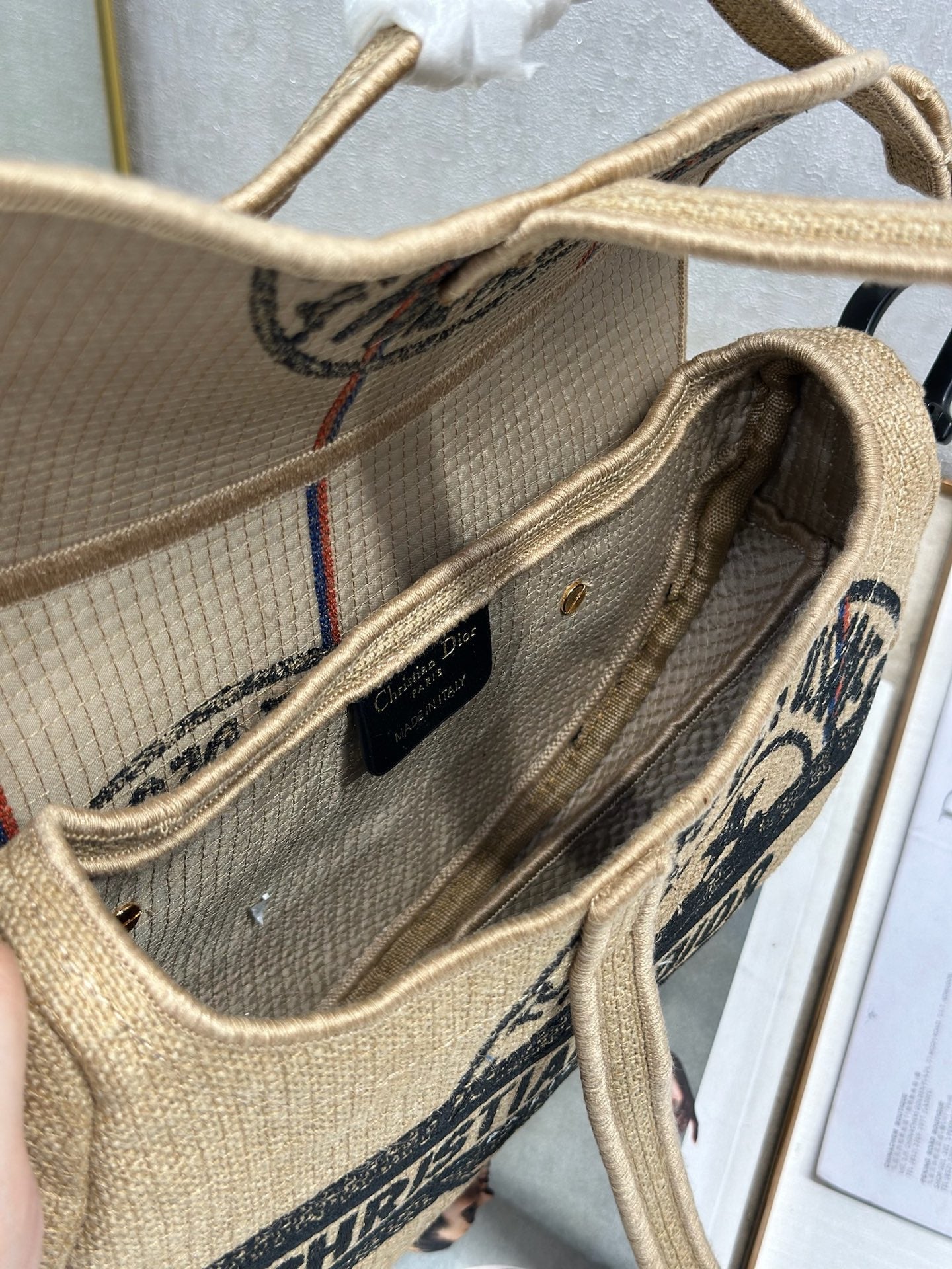 DIOR 26S SADDLE BAG 25 IN BEIGE EMBROIDERED FABRIC