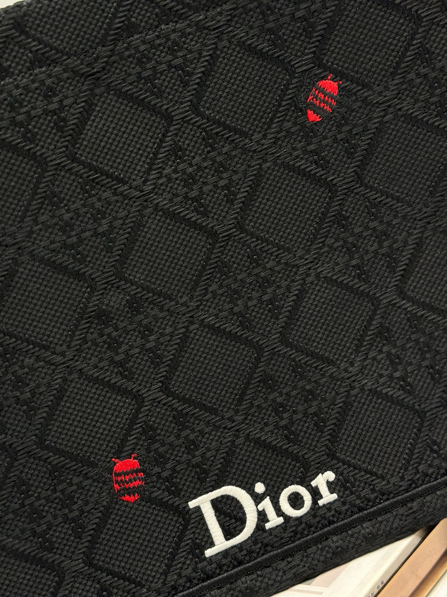 DIOR 26S BOOK TOTE BAG 36 IN BLACK BAYADERE FABRIC
