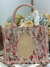 DIOR 26S MINI BOOK TOTE 26 IN LIGHT BEIGE WOVEN FABRIC STYLE 1