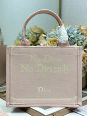 DIOR 26S MINI BOOK TOTE 26 IN LIGHT PINK WOVEN FABRIC