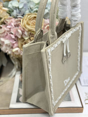 DIOR 26S MINI BOOK TOTE 26 IN BEIGE WOVEN FABRIC