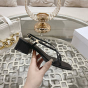 HIGH SANDAL 45MM IN BLACK LAMBSKIN