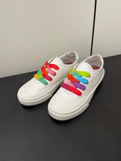LP CLASSIC BISCUIT SNEAKERS WHITE WITH MULTI-COLOR LACES CALFSKIN
