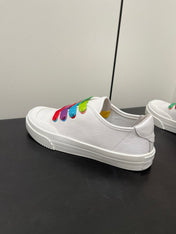 LP CLASSIC BISCUIT SNEAKERS WHITE WITH MULTI-COLOR LACES CALFSKIN