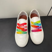 LP CLASSIC BISCUIT SNEAKERS WHITE WITH MULTI-COLOR LACES CALFSKIN