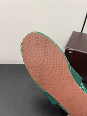 ALAIA BALLET FLATS IN COOL GREEN MESH FISHNET WITH GOLD HARDWARE