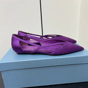 CUT-OUT BALLERINAS IN VIOLET SATIN