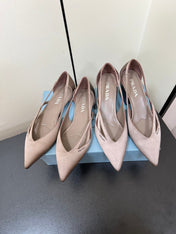 CUT-OUT BALLERINAS IN HAZELNUT BEIGE SATIN