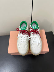 THICK-SOLED RETRO SNEAKERS IN WHITE MIX GREEN SMOOTH LAMBSKIN