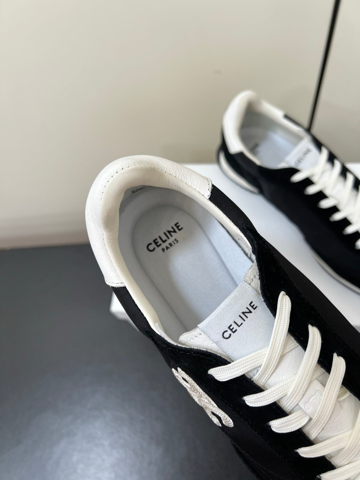 CELINE 25S RACER FORREST GUMP SNEAKERS IN BLACK MERCERIZED CALFSKIN