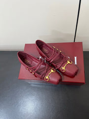 GG MARY JANE 25S IN RED LAMBSKIN WITH GOLD HARDWARE
