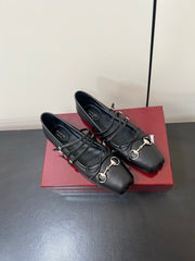 GG MARY JANE 25S IN BLACK LAMBSKIN WITH SILVER HARDWARE