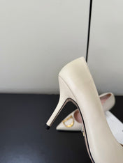 DIOR 26S POINTED-TOE HIGH HEELS 70MM IN CREAM WHITE CALFSKIN GOLD HARDWARE