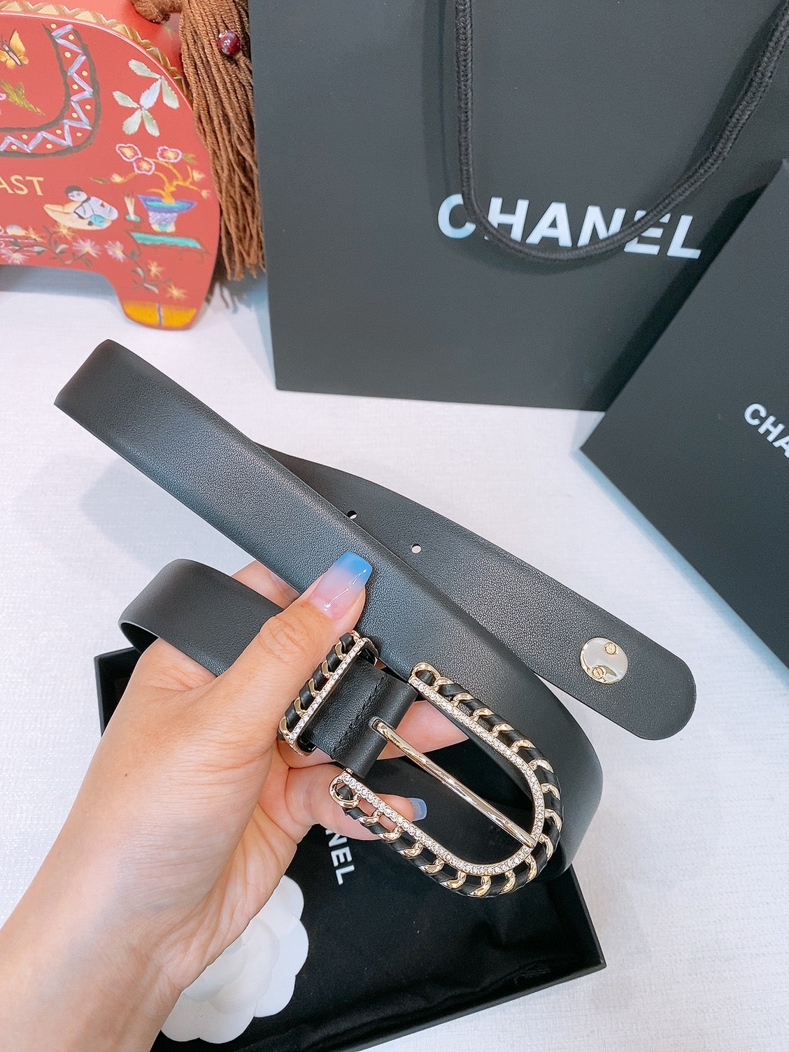 CHANEL 26S BELT 30 MM IN BLACK CALFSKIN 632138