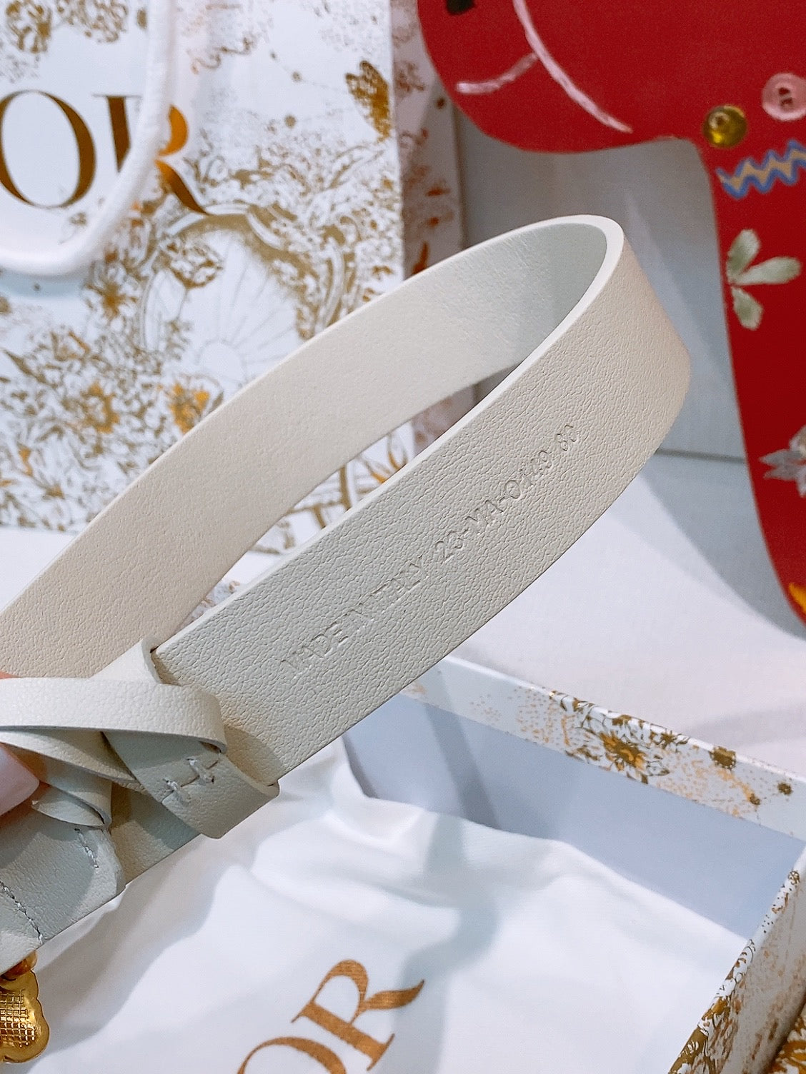 DIOR 26S BELT 25 MM IN CREAM WHITE CALFSKIN 641878