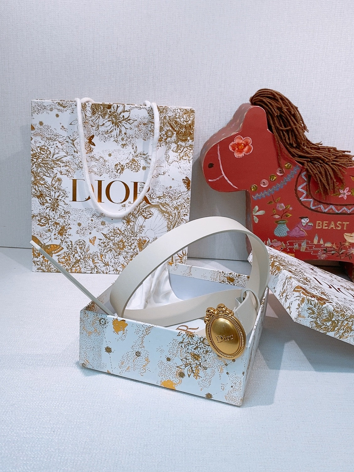 DIOR 26S BELT 25 MM IN CREAM WHITE CALFSKIN 641878