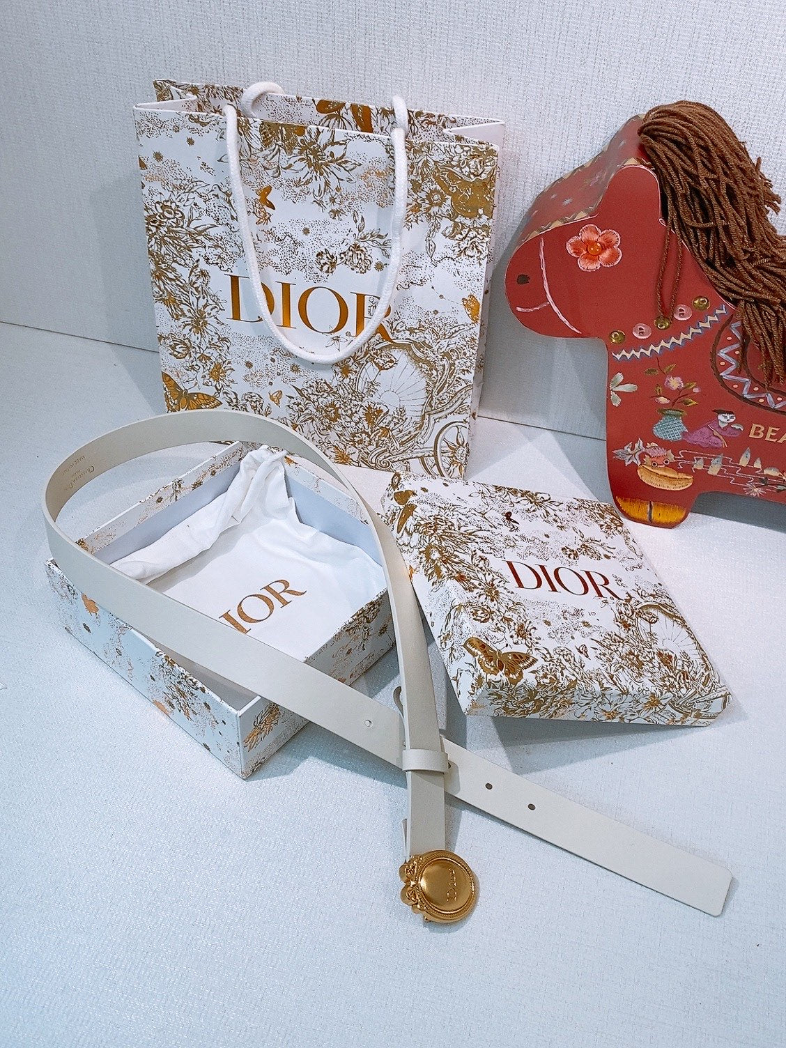 DIOR 26S BELT 25 MM IN CREAM WHITE CALFSKIN 641878