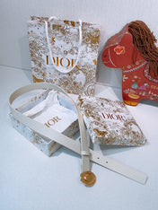 DIOR 26S BELT 25 MM IN CREAM WHITE CALFSKIN 641878