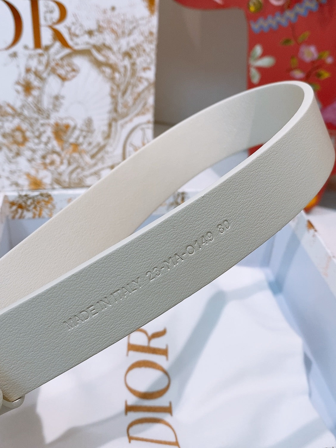 DIOR 26S BELT 25 MM IN CREAM WHITE CALFSKIN 641879