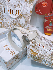 DIOR 26S BELT 25 MM IN CREAM WHITE CALFSKIN 641879
