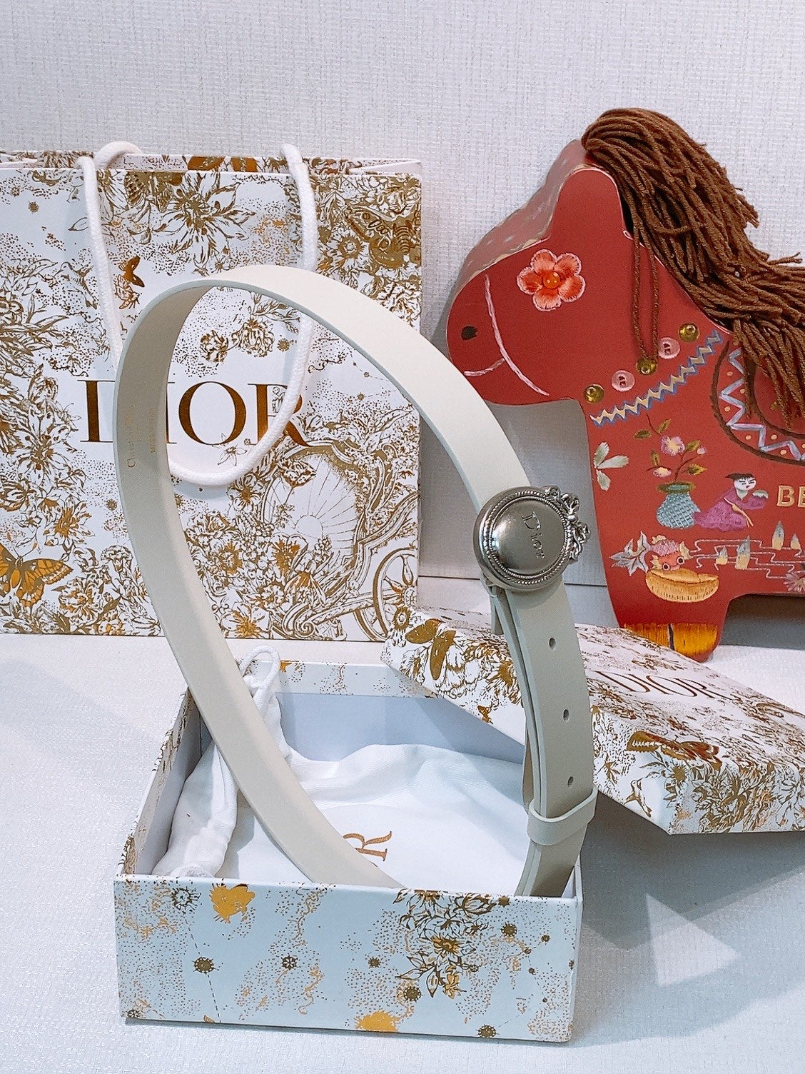 DIOR 26S BELT 25 MM IN CREAM WHITE CALFSKIN 641879