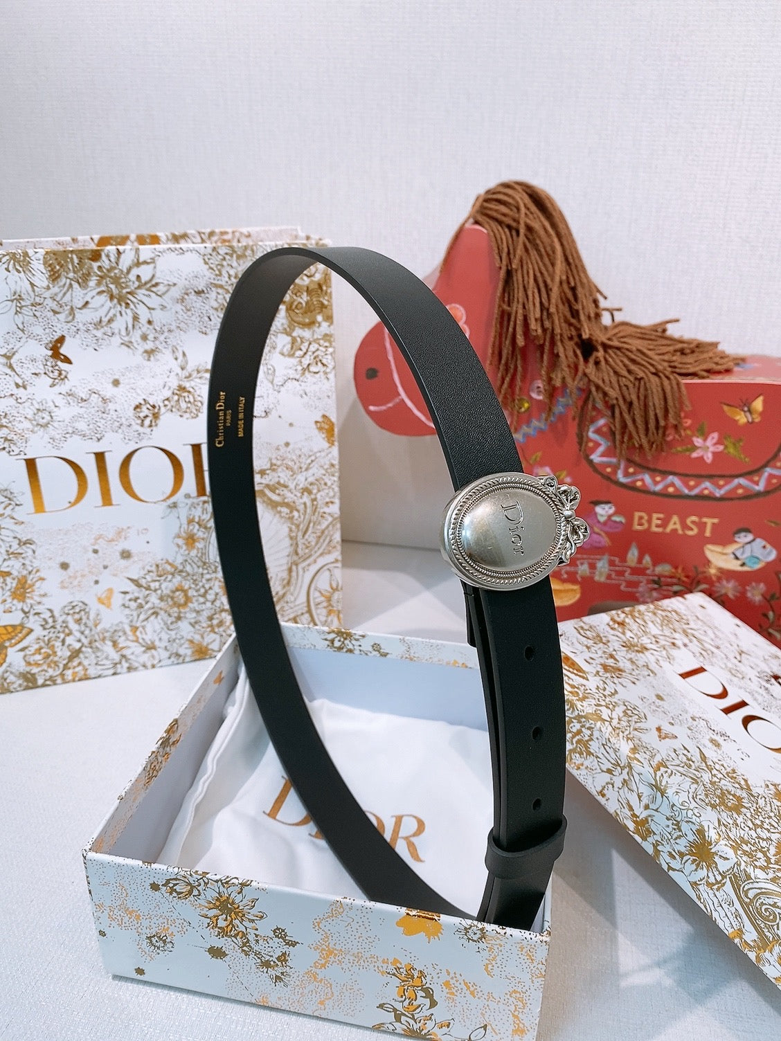 DIOR 26S BELT 25 MM IN BLACK CALFSKIN 641880