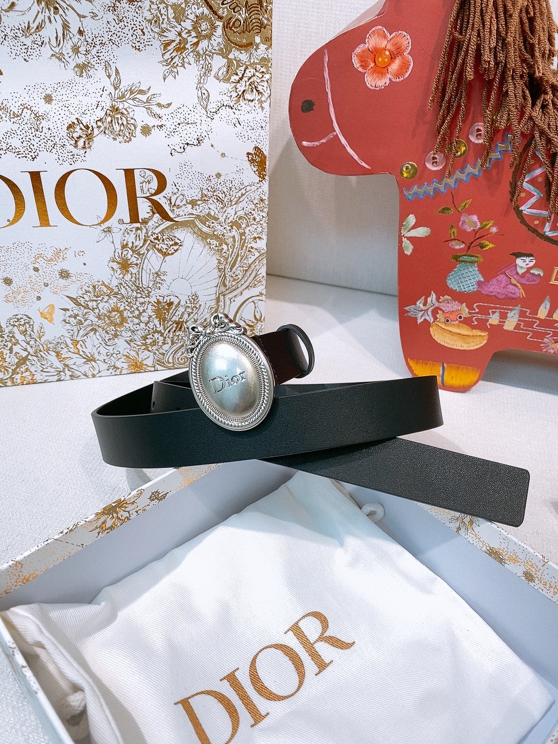 DIOR 26S BELT 25 MM IN BLACK CALFSKIN 641880