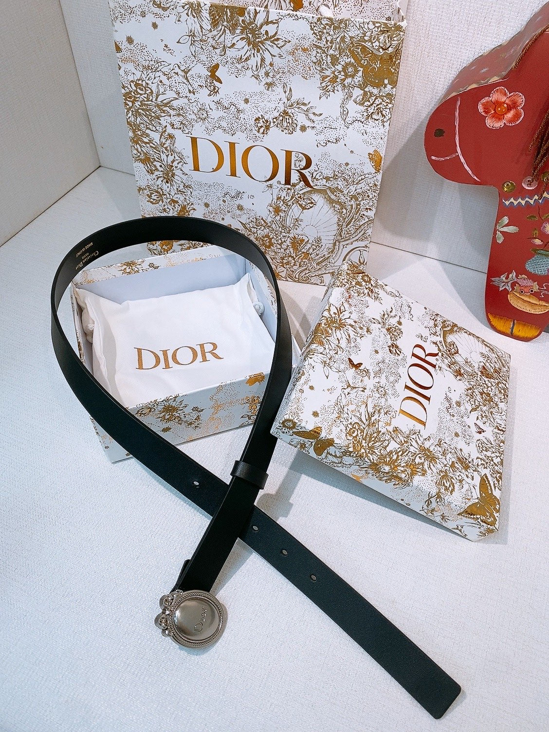 DIOR 26S BELT 25 MM IN BLACK CALFSKIN 641880