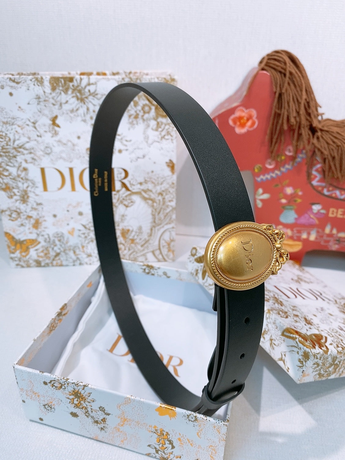 DIOR 26S BELT 25 MM IN BLACK CALFSKIN 641881