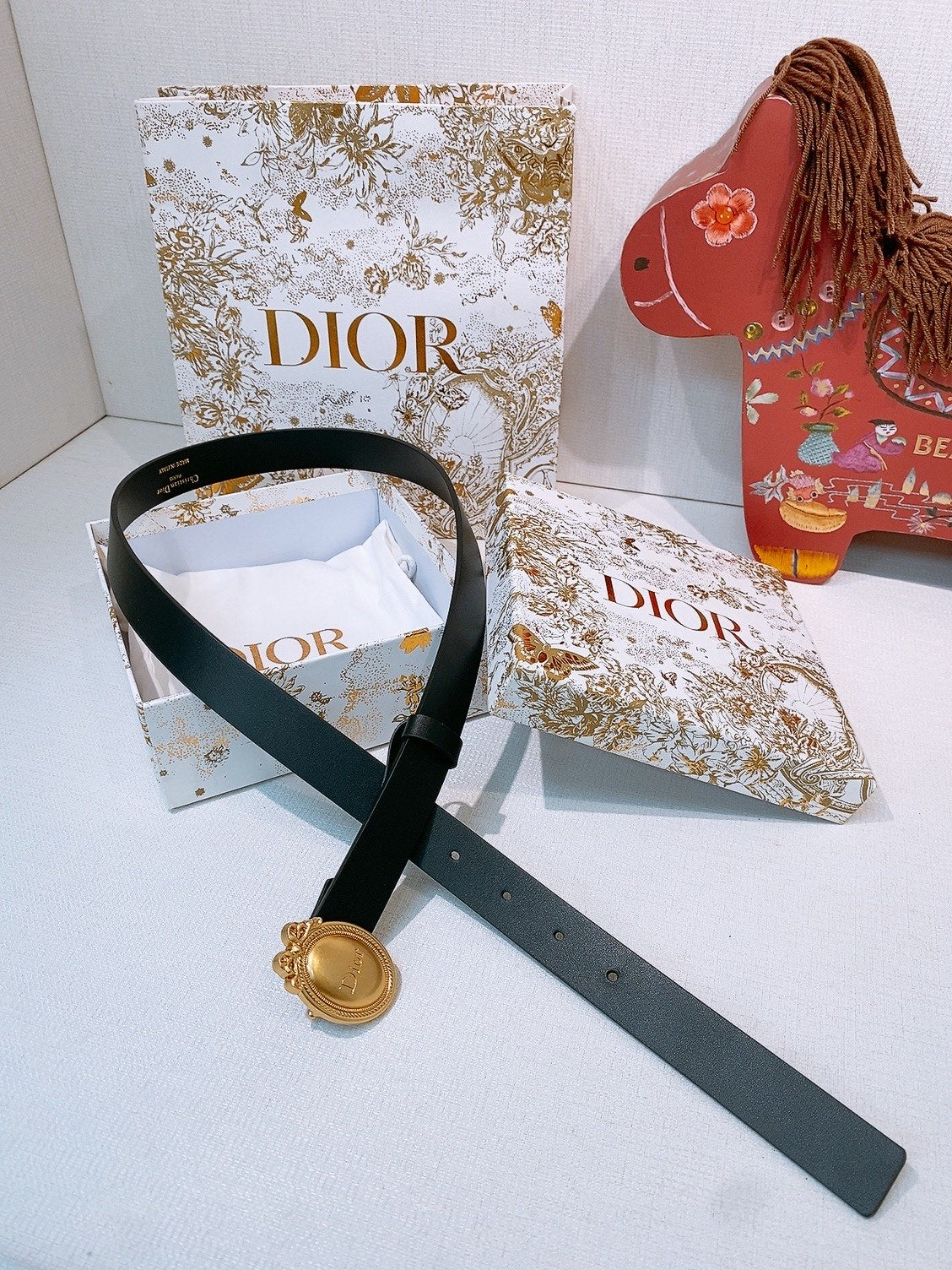 DIOR 26S BELT 25 MM IN BLACK CALFSKIN 641881