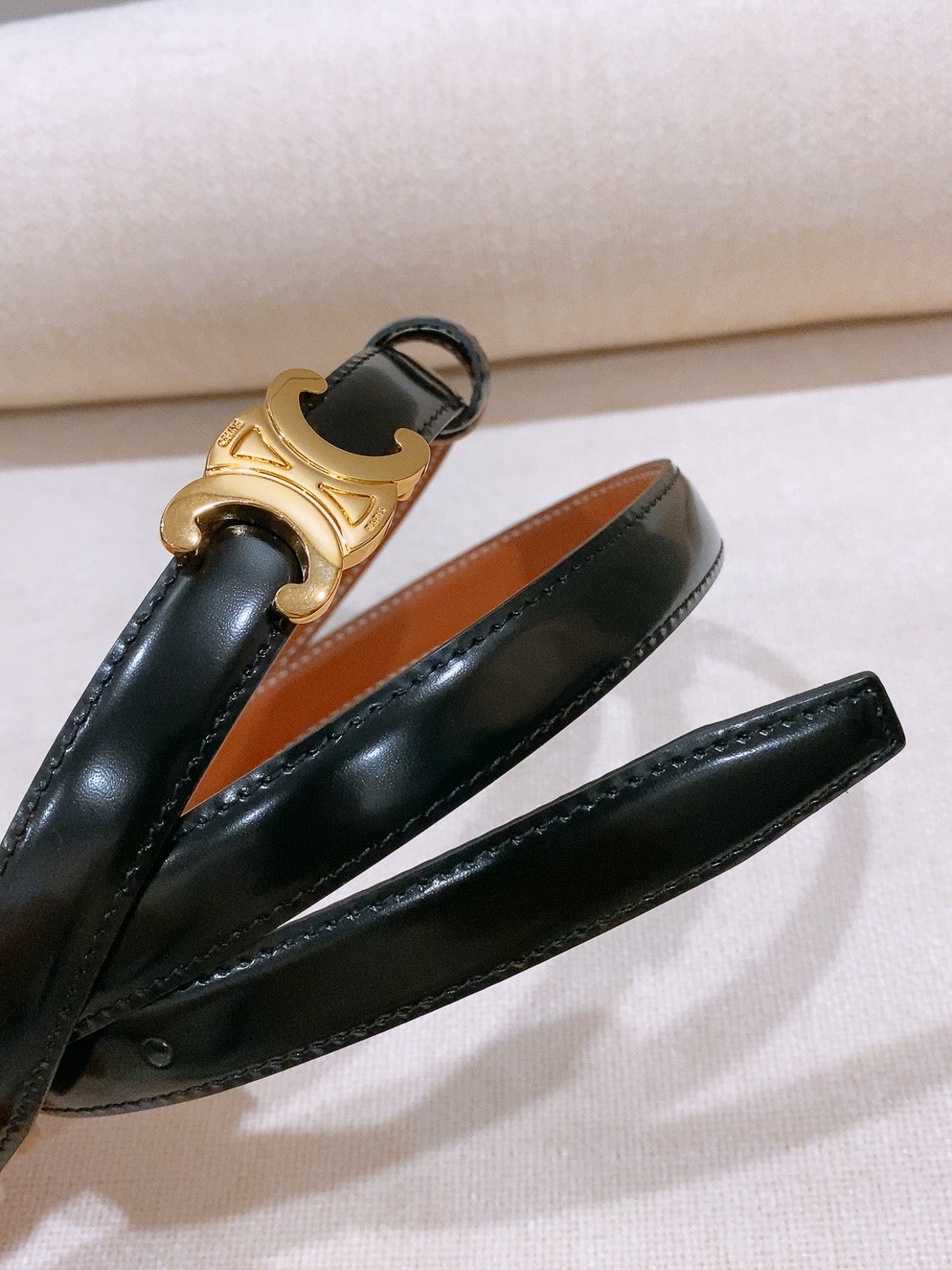 CELINE 26S REVERSIBLE BELT 18 MM IN BLACK AND BROWN CALFSKIN 656090