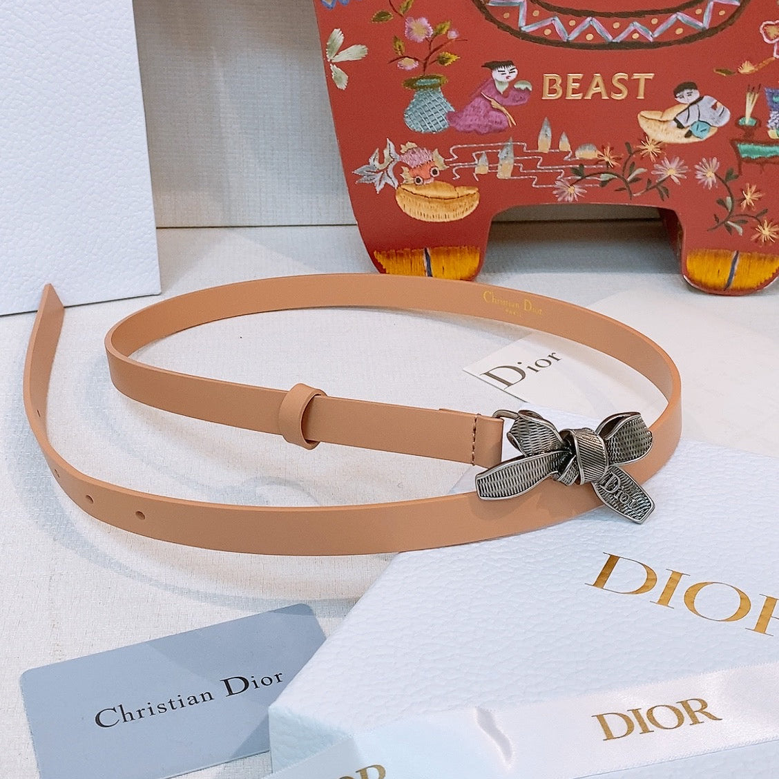 DIOR 26S BELT 15 MM IN CAMEL CALFSKIN 657714
