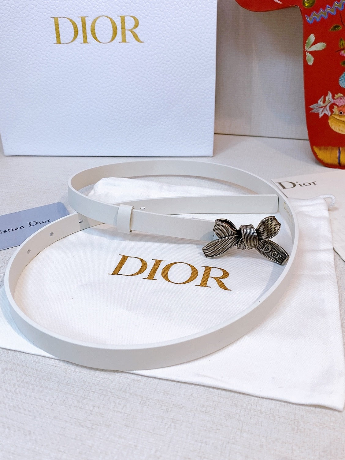 DIOR 26S BELT 15 MM IN WHITE CALFSKIN 657715