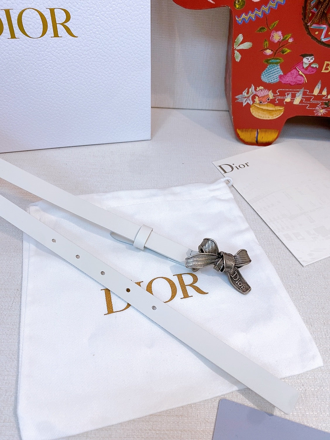 DIOR 26S BELT 15 MM IN WHITE CALFSKIN 657715