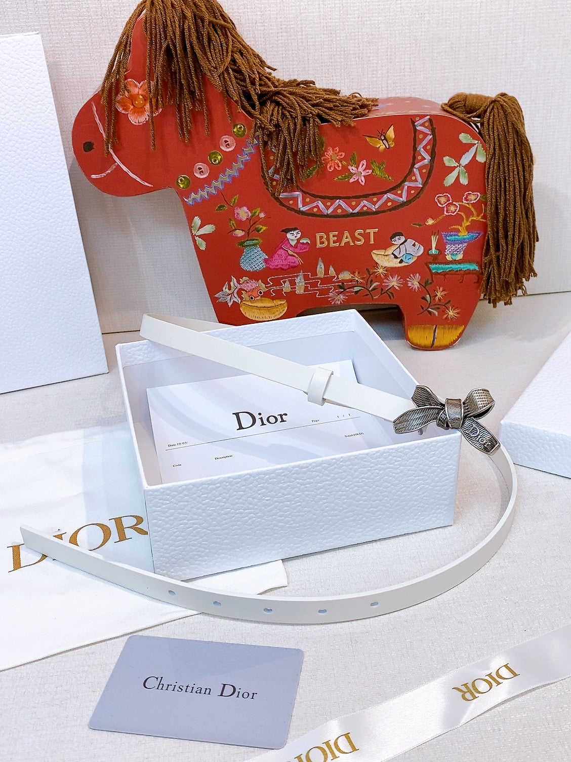 DIOR 26S BELT 15 MM IN WHITE CALFSKIN 657715
