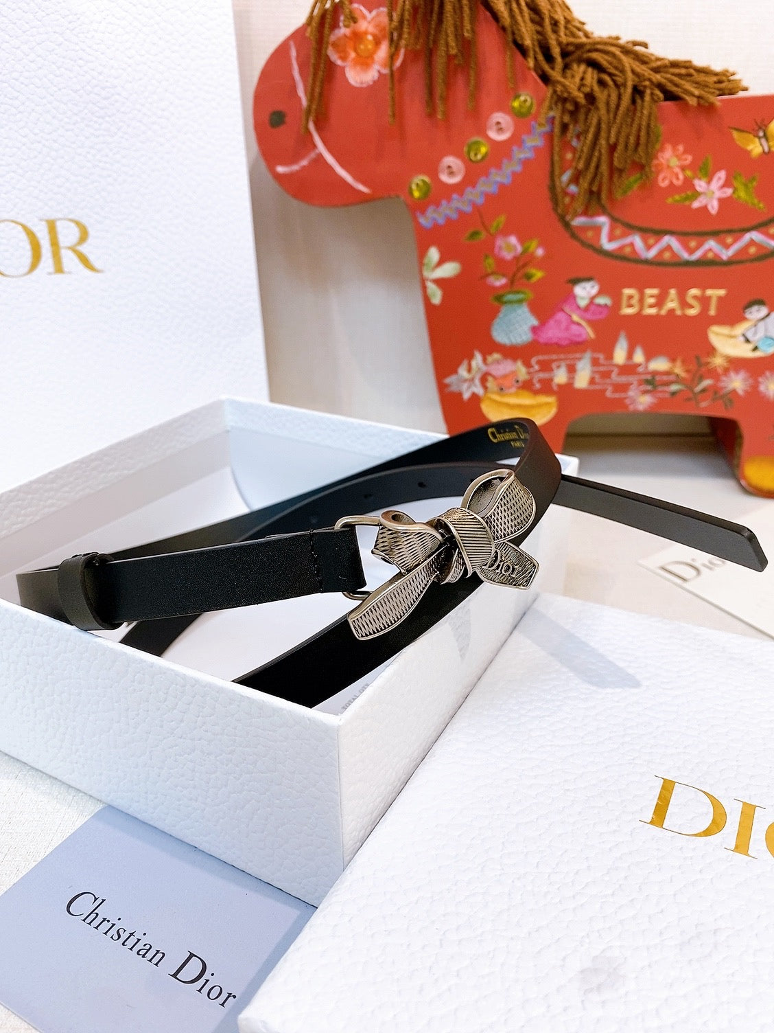 DIOR 26S BELT 15 MM IN BLACK CALFSKIN 657716