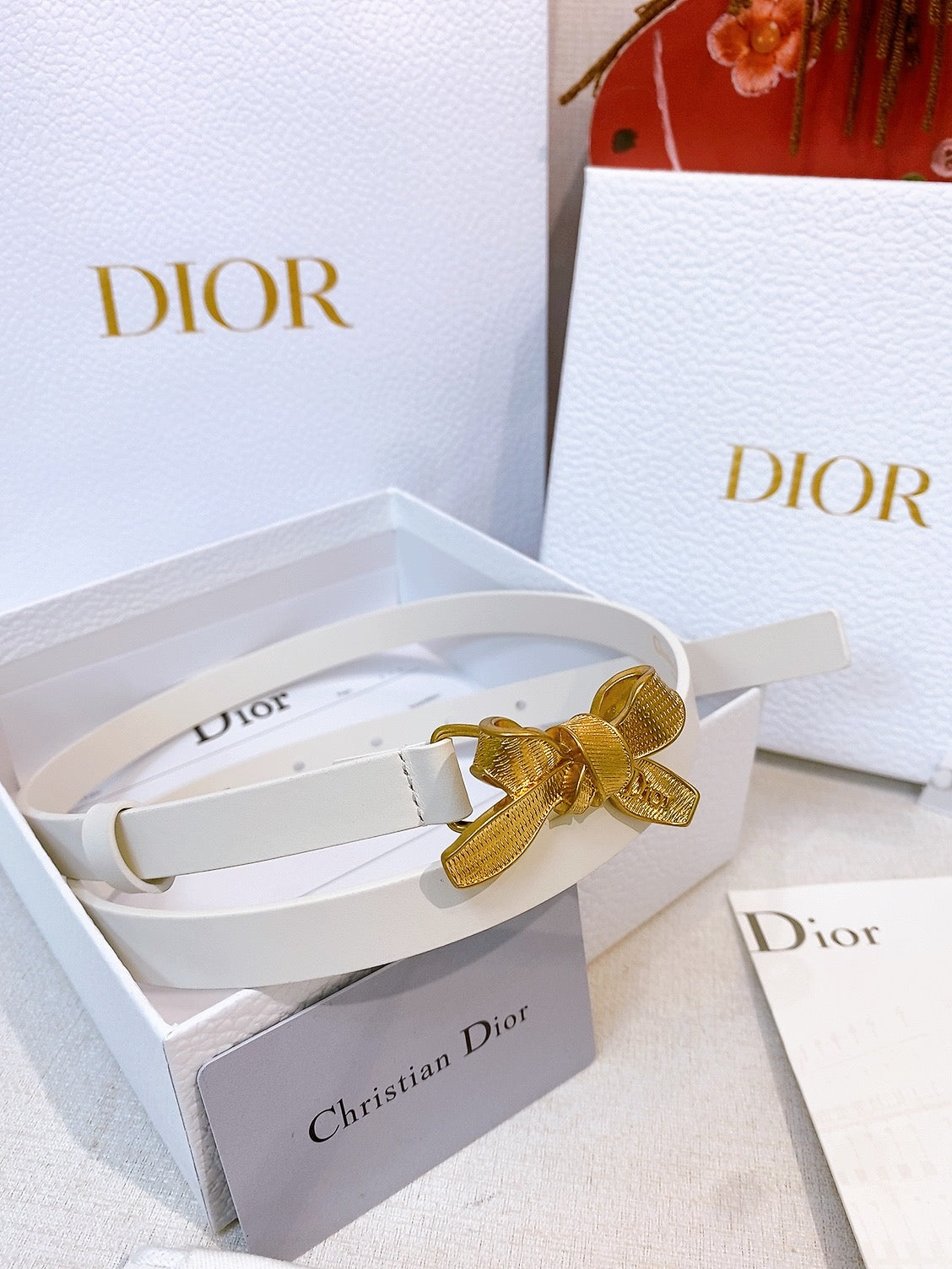 DIOR 26S BELT 15 MM IN CREAM WHITE CALFSKIN 657718