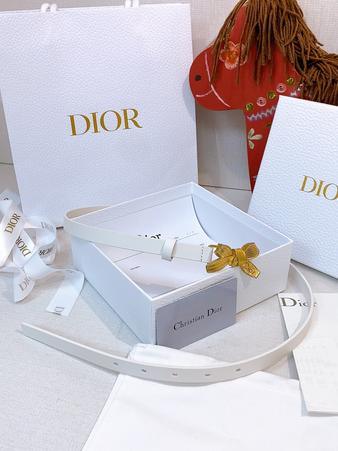 DIOR 26S BELT 15 MM IN CREAM WHITE CALFSKIN 657718